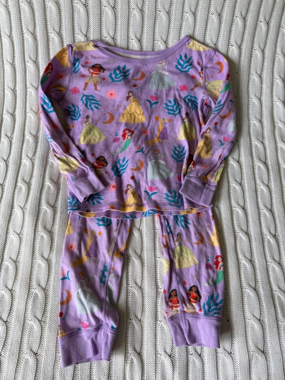 Disney Princess Pajamas PJ Size 5 Moana Cinderella Belle Rapunzel Tiana Ariel